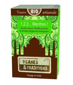 1,2,3 Menthes ! Boite en bois (Menthe Douce, Poivrée, Bergamote) 30 Tisanes Et Traditions