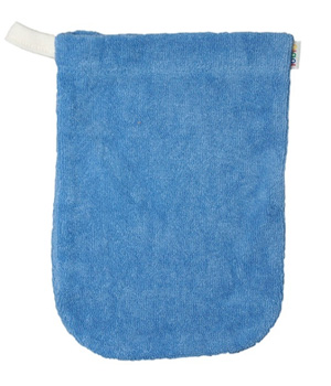 1 gant de toilette en coton biologique Bleu Popolini