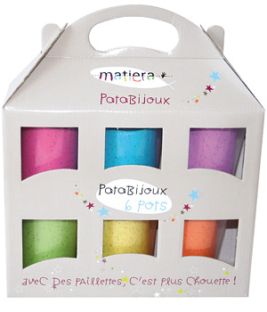 Patabijoux Valise de 6 pots de p�te � modeler v�g�tale paillet�e 6 x Matiera