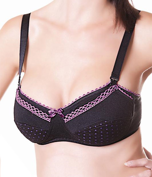 Soutien Gorge d'allaitement noir dentelle Peau ethique