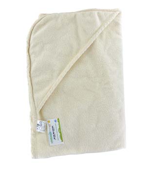 Cape de bain en coton bio �cru 80 x 80cm + gant de Lulu Nature