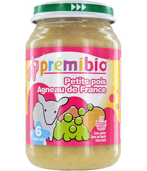 Petit pot Petits pois Agneau de France d�s 6 mois Pr�mibio