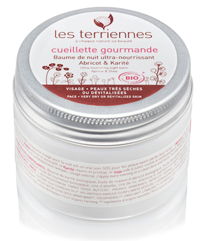 Les Terriennes Cueillette gourmande Baume de nuit ultra nourrissant Abricot et  Karité 50ml