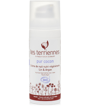 Les Terriennes Pur cocon Crème de nuit régénérante Lin et Argan 50ml