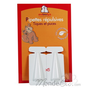 5 Pipettes répulsives animaux contre insectes piqueurs de 1ml