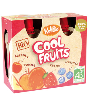 Cool fruits rouges Pommes Fraises Myrtilles bio 4 gourdes de 90gr