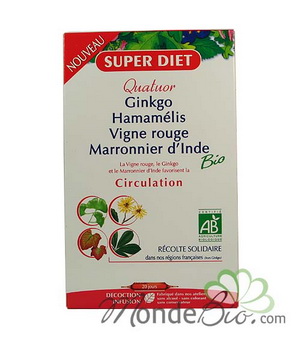 SuperDiet Quatuor Circulation Marronnier, Hamamélis, Vigne Rouge et Ginkgo 300ml