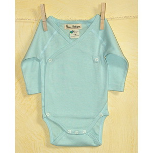 Peau ethique - Body Croisé Manches Longues Bleu 3 mois