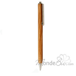 Stylo bille bois FSC encre bleue languette et embout Rentree Ecologique