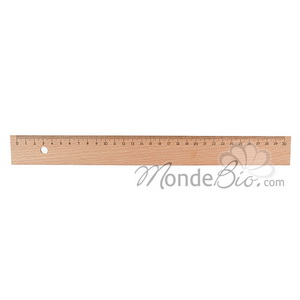 R�gle plate renforc�e m�tal, h�tre, 30 cm Monde bio