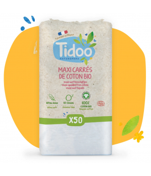 Tidoo 50 Maxi Carrés de Coton Bio TidooCare