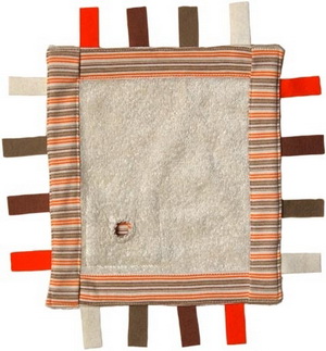 Carr� de tissu doudou bords orange Keptin jr