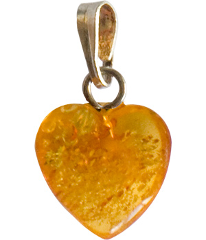 C?ur ambre coloris cognac 1.6 X 1.3cm avec b�?©li�?¨re en La Maison de l'Ambre