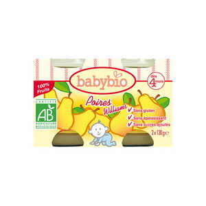 Petits pots Poires Williams 2x130g d�s 4 mois 260gr Babybio