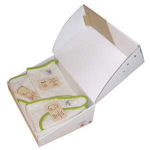 Dorlotin Coffret cadeau bébé 100% coton Bio colori Ecru Anis