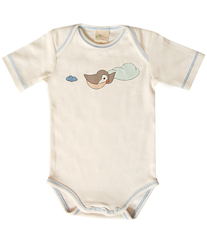 Peau ethique - Body Manches Courtes motif Oiseau 12 mois
