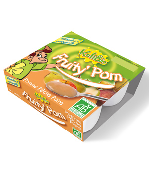 Fruity Pom Pomme P�che Poire 4 pots de 100g Kalibio