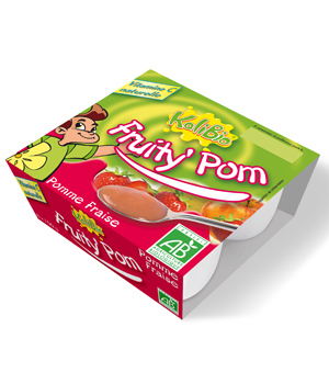 Fruity Pom Pomme Fraise 4 pots de 100g Kalibio