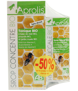Lot tonique 150ml+ 50% sur Spray buccal Propolis 20ml Aprolis
