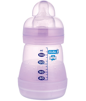 Biberon Dodie Initiation sans Bisph�nol A 0 � 7 mois Mauve 150ml Dodie