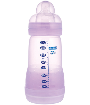 Biberon Dodie Initiation sans Bisph�nol A 0 � 7 mois Mauve 270ml Dodie