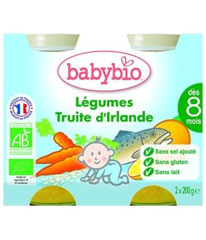 Duo Menu L�?©gumes Truite du Grand Lac d�?¨s 8 mois 2X Babybio