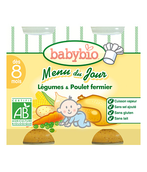Duo Menu l�?©gumes Poulet fermier d�?¨s 8 mois 2 x Babybio