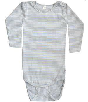 Long sleeved bodysuit blue/sand stripes - 1-2
