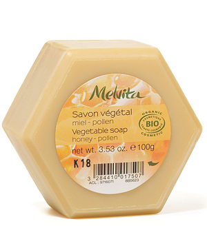 Melvita Savon hexagonal Miel Pollen Karité senteur Bois de Rose 100g