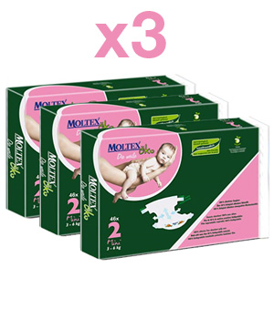 Moltex Lot de 3 paquets de 46 Couches 3 6kg jetables écologique