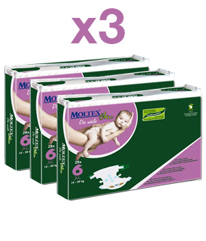 Moltex Lot de 3 paquets de 28 Couches 16 30 kg jetables écologiques XL