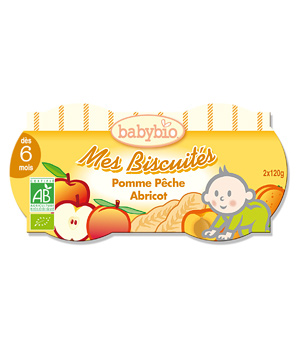 Mes Biscuit�?©s Pomme P�?ªche Abricot d�?¨s 6 mois 2 x Babybio