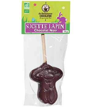 Sucette lapin non fourr�e chocolat noir Belledonne Chocolatier