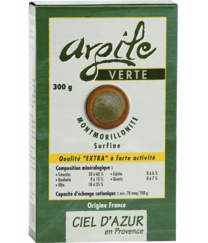 Argile verte surfine Montmorillonite en boite Ciel D Azur