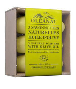 Barquette de 3 Savonnettes Huile d'Olive Oleanat