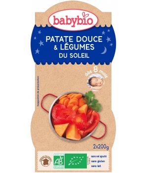 Bol Bonne Nuit Patates Douces Légumes du Soleil Riz Dès 8 mois 2 x Babybio