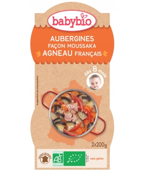 Bol Menu du jour Aubergines façon Moussaka d'Agneau Français Dès 8 mois 2 x Babybio