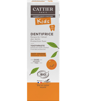 Dentifrice enfants 7ans et + protection fluor goût orange Cattier