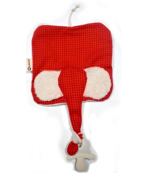 Doudou plat Elly vichy rouge 20x20 Keptin jr