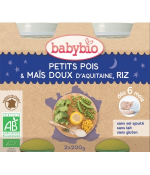 Petits Pots Bonne nuit Petits Pois Maïs Riz dès 6 mois Babybio