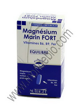 Magnésium Marin Fort, Vitamines B6, B9, Fer 60cp bi couche