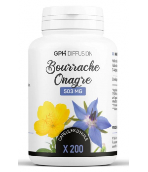 Huile d'Onagre et Bourrache bio 500mg 200 GPH Diffusion