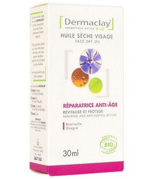 Huile sèche visage réparatrice anti âge Onagre Bourrache Dermaclay