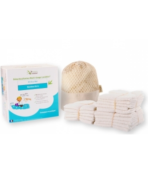 Kit Eco Net: 15 débarbouillettes lavables en Bambou écru + filet + boite de Les Tendances D Emma