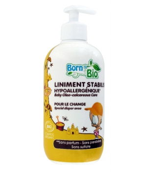 Liniment bébé Cire d'Abeille Extrait de Calendula Huile d'Olive pompe de Born To Bio