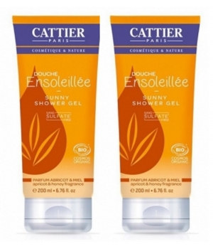 Lot de 2 Gels Douche Ensoleillée sans sulfate Cattier