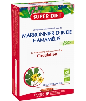 Marronnier d'Inde Hamamélis Bio 20 ampoules de 15ml soit Super Diet