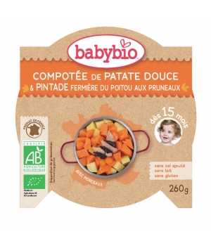 Mon Assiette Compotée de patate douce et Pintade dès 15 mois Babybio