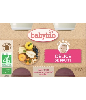 Petits pots Délice de fruits 2X 130g dès 6 mois Babybio