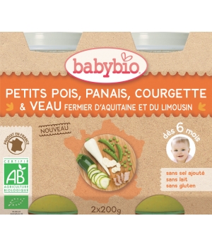 Petits Pots Menu du Jour Petits Pois Panais Courgette Veau dès 6 mois Babybio